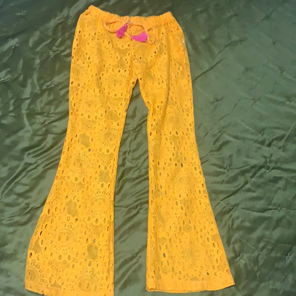 Bell bottom netted beach cover up